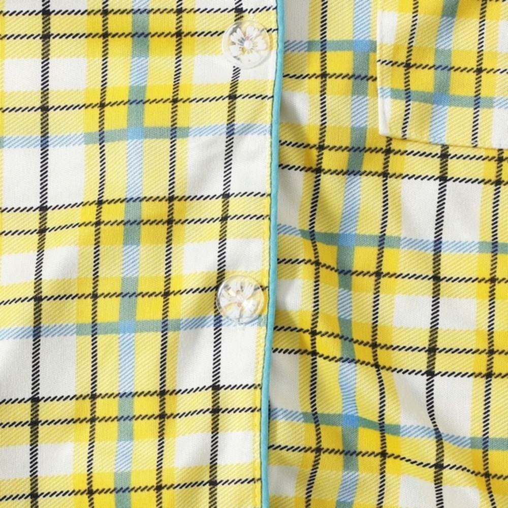 New Yellow Plaid Long Pajama Set - Picture 4 of 5